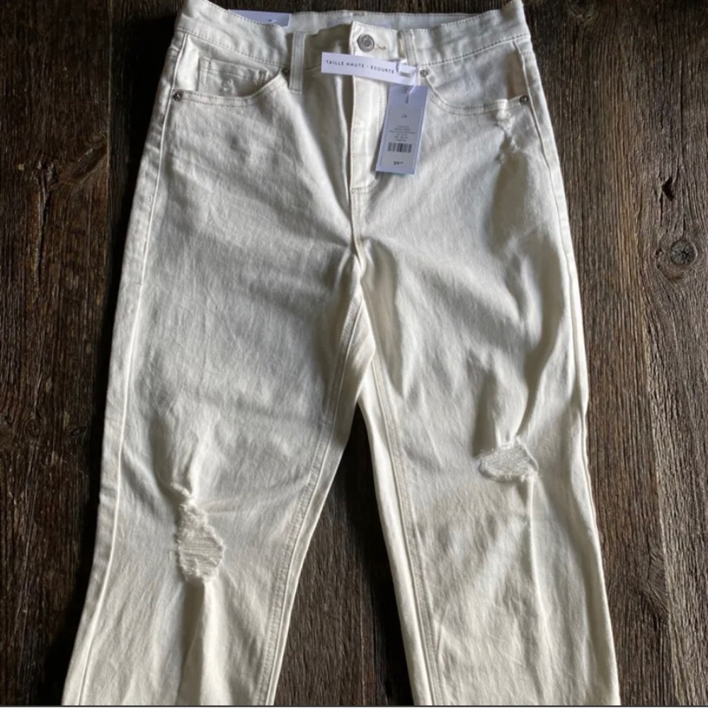 NWT Dynamite off white Gisele high waist cropped